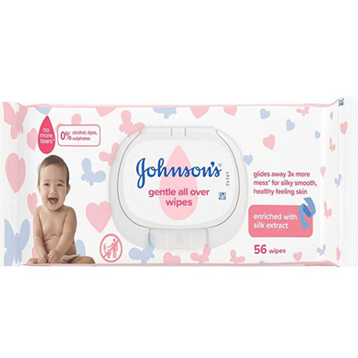 JOHNSONS GENTLE ALL OVER BABY WIPES 56'S