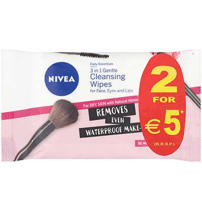 NIVEA 3IN1 CLEANSING WIPES 2X25'S