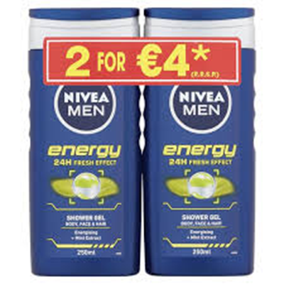 NIVEA MEN SHOWER ENERGY 250ML 2FOR€4